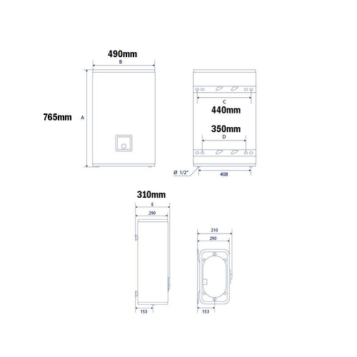 Termo Eléctrico EDESA FLAT 50 50L