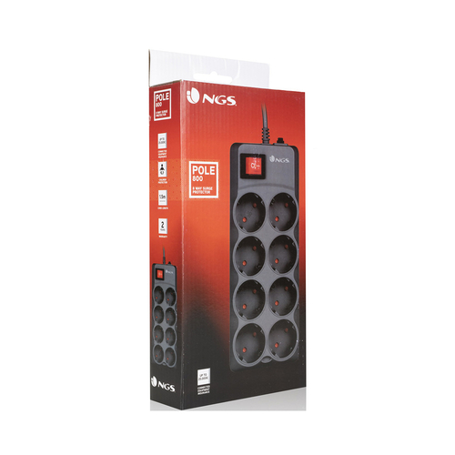 Regleta NGS SURGE POLE 800 Negro 1.5M