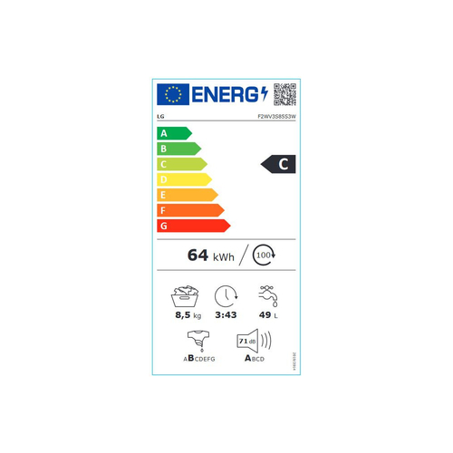 Lavadora Carga Frontal LG  F2WV3S85S3W BLANCO 8.5KG 1200RPM