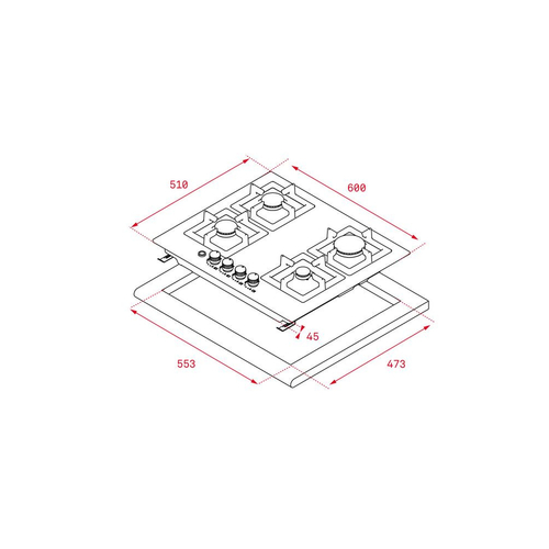 Placa Mixta TEKA EFX 60.1 2G 2H AI AL Inox 60cm Butano