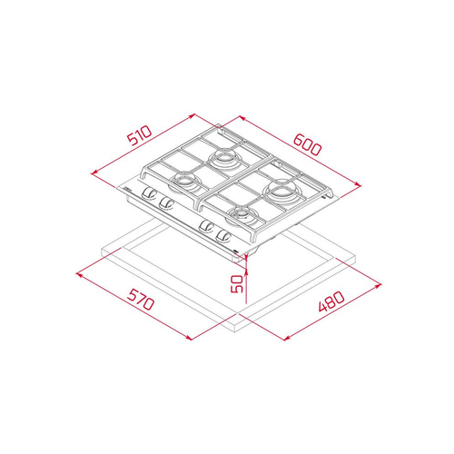 Placa de Gas TEKA GZC 64300 XB CRISTAL NEGRO  60CM BUTANO 
