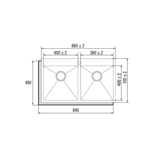 Cata CBS-2 40-40 R10 - Fregadero 2 Senos 90CM