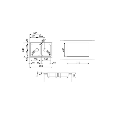 Smeg LYP792 - Fregadero 2 Senos 80CM