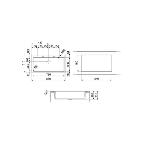 Smeg VSGX860MN - Fregadero 1 Seno 90CM