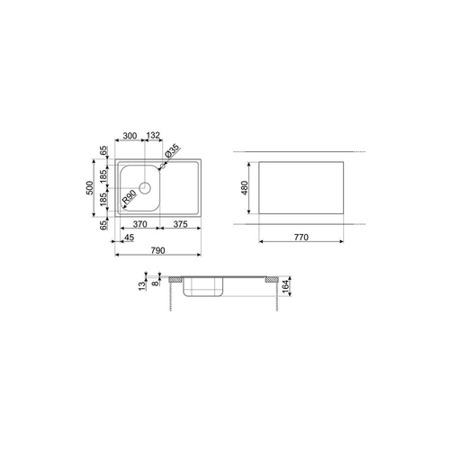 Smeg LYP791D - Fregadero 1 Seno 1 Escurridor