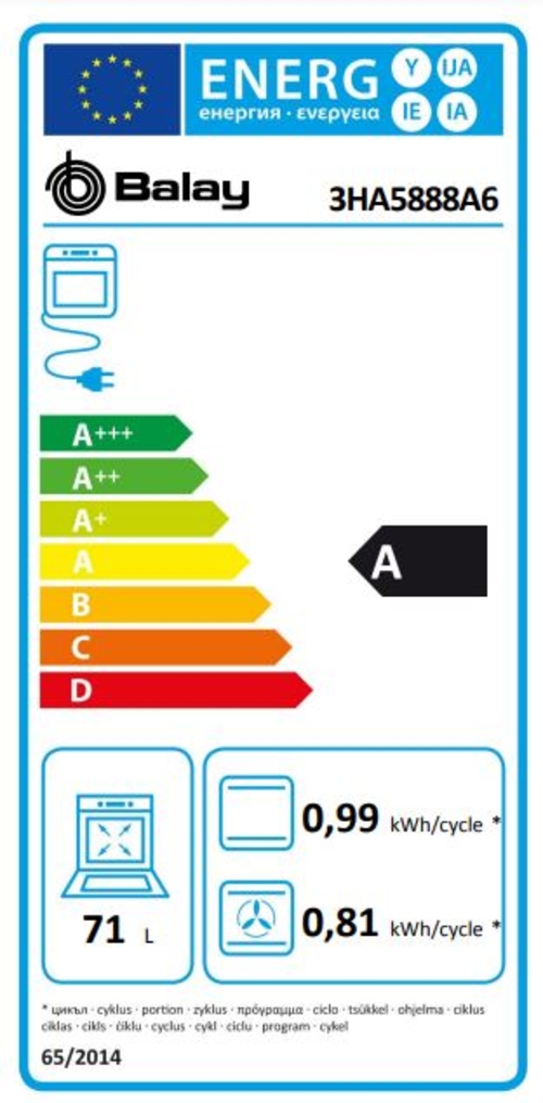 Horno Multifunción BALAY 3HA5888A6 CRISTAL GRIS 71L