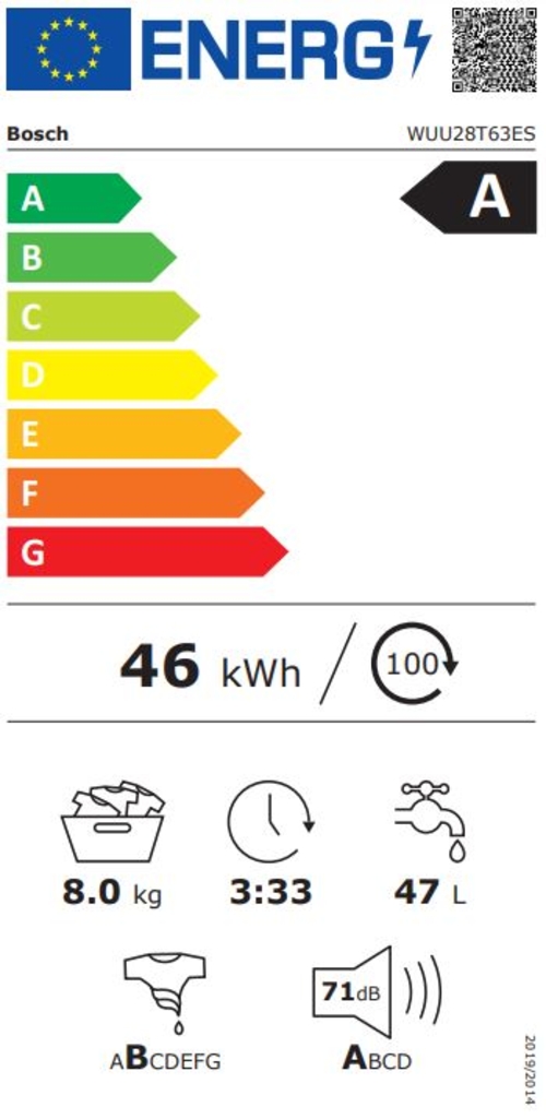 Lavadora Carga Frontal BOSCH WUU28T63ES Blanco 8KG 1400RPM