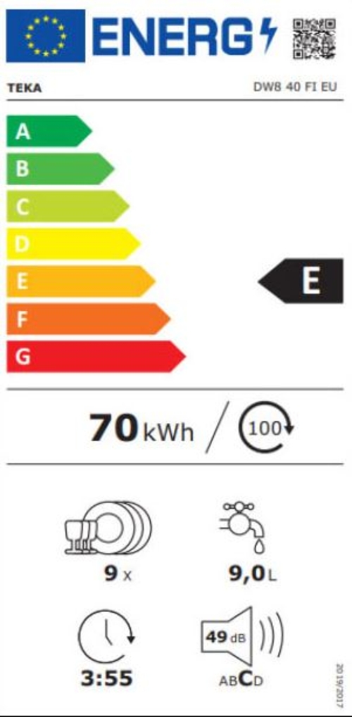 Lavavajillas 45CM TEKA DW8 40 FI INTEGRABLE 9 Servicios