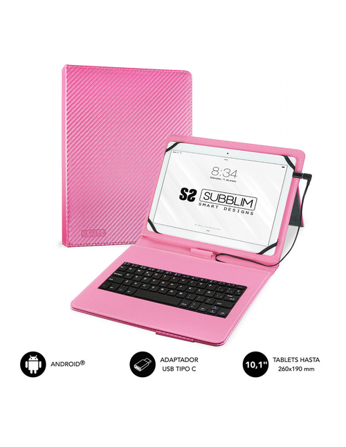 SUBBLIM KEYTAB PRO USB Rosa - Funda Tablet 10.1''