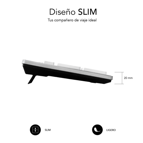 Teclado SUBBLIM Ergonómico Con Cable USB Plata/Blanco