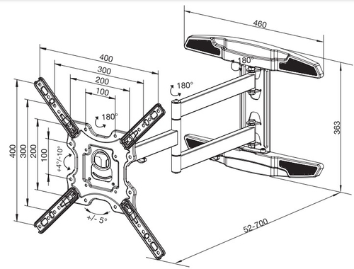 Soporte TV VIVANCO WAP6640 Negro 65"