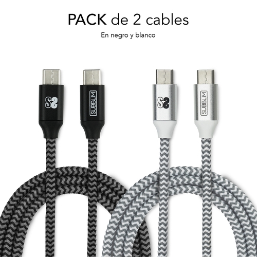 Cable de Carga SUBBLIM USB C-USB C Negro Plata 5V/ 3A