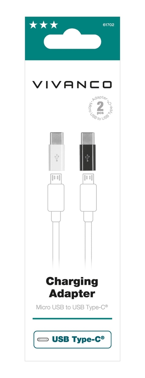 Adaptador VIVANCO BL-NE 61702 Blanco Negro USB-C 