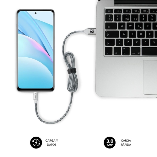 Cable de Carga SUBBLIM USB C-USB A Negro Plata 5V/3.0A