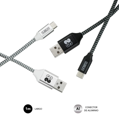 Cable de Carga SUBBLIM USB C-USB A Negro Plata 5V/3.0A