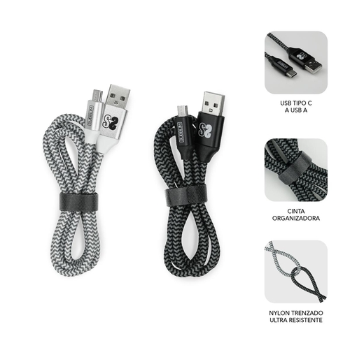 Cable de Carga SUBBLIM USB C-USB A Negro Plata 5V/3.0A