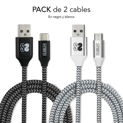 Cable de Carga SUBBLIM USB C-USB A Negro Plata 5V/3.0A