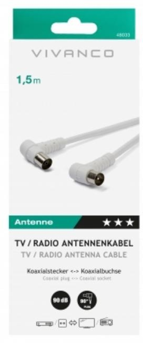 Cable de Antena VIVANCO B-48033 Blanco 1.5M