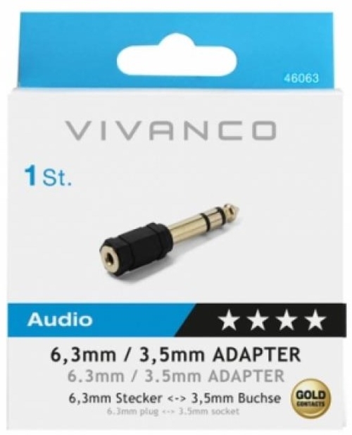 Cable de Audio VIVANCO 46063 Negro 6,3MM/3,5MM