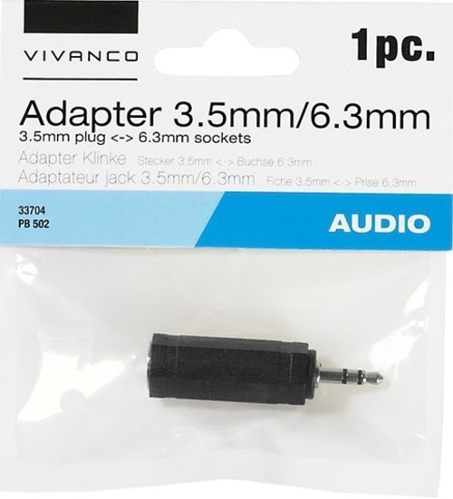 Adaptador VIVANCO AUDIO 33704 Negro 3.5MM / 6.3MM