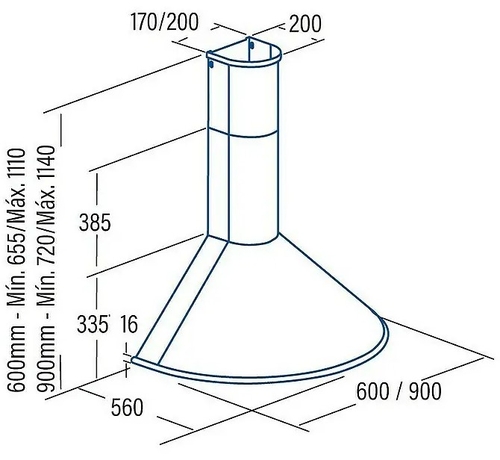 Campana Decorativa CATA Q600BK Negro 60CM