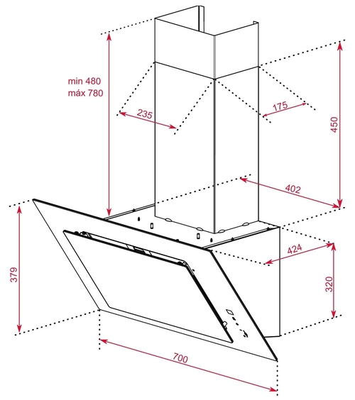 Campana Decorativa TEKA DVT PRO 78780 TCS Negro-Cristal 70CM