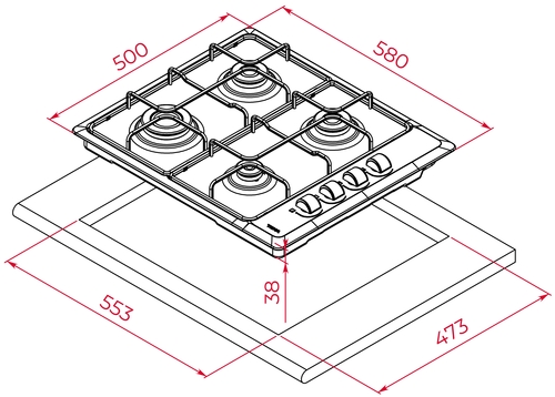 Placa de Gas TEKA HLX-640 4G INOX BUTANO 60CM