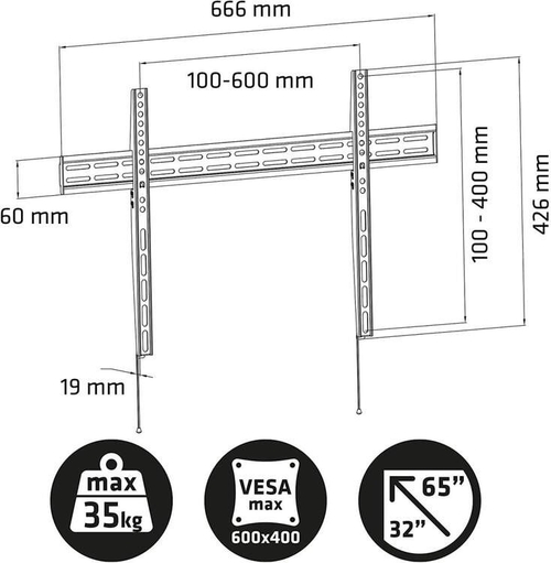 Soporte TV ENGEL AC0570E Fijo Negro 32"-65"