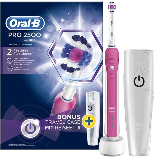 Cepillo Eléctrico BRAUN ORAL B PRO-2500 Rosa Batería