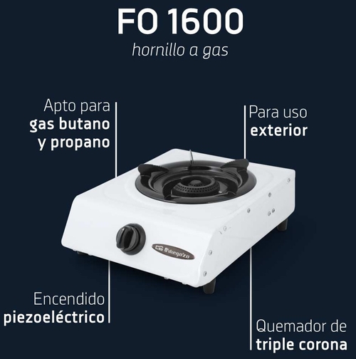 Hornillo ORBEGOZO FO-1600 Blanco Portátil