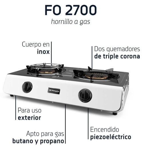 Hornillo ORBEGOZO FO-2700 INOX 2 Fuegos