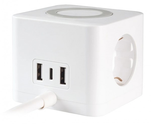 Adaptador VIVANCO Cubo Alimentación BL39619 Blanco 1.4M