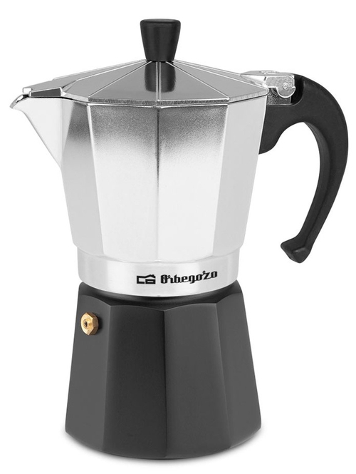 Cafetera de Aluminio ORBEGOZO KFM-630 INOX-Negro 6 Tazas
