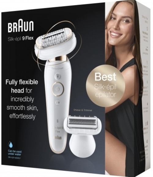 Depiladora BRAUN SILK-EPIL 9002 FLEX SENSOSMART Blanco-Oro Batería