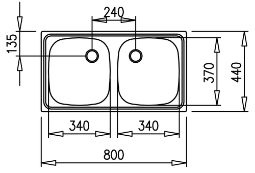 TEKA E-50 2C Sin Agujero INOX - Fregadero 80CM