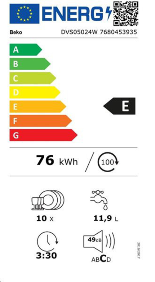 BEKO DVS05024W Blanco - Lavavajillas 45CM 10 Servicios