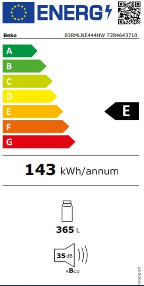 BEKO B3RMLNE-444-HW Blanco - Nevera Una Puerta NO FROST