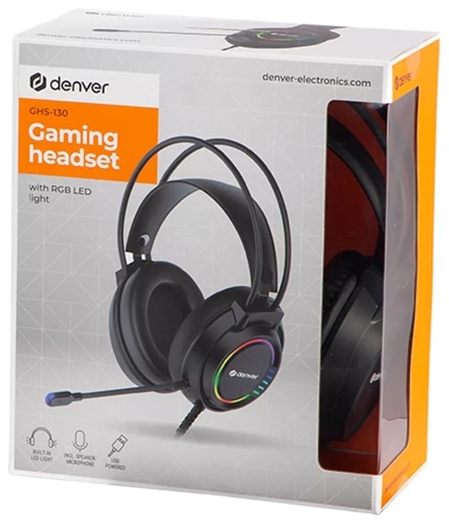 DENVER GHS-130 Negro - Auricular de Diadema Con Cable