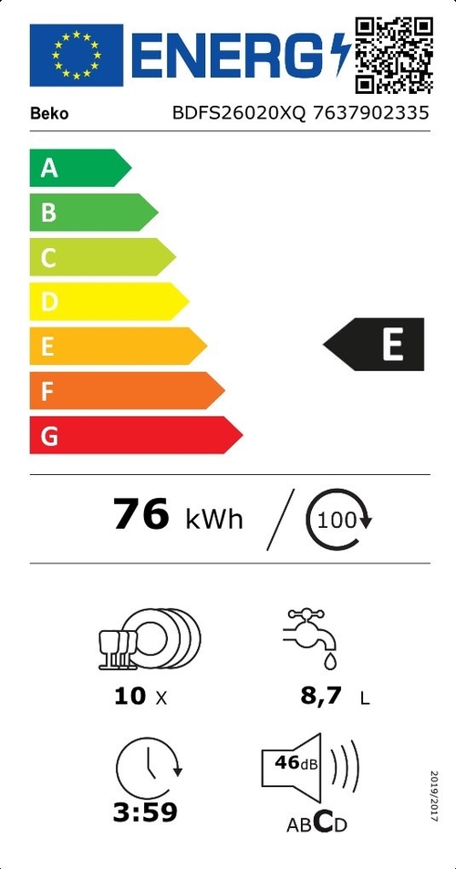 BEKO BDFS-26020-XQ INOX - Lavavajillas 45CM 10 Servicios