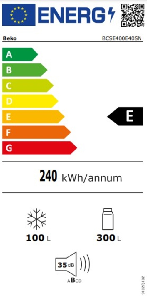 BEKO BCSE-400-E-40-SN Blanco - Frigorífico Combi Cíclico