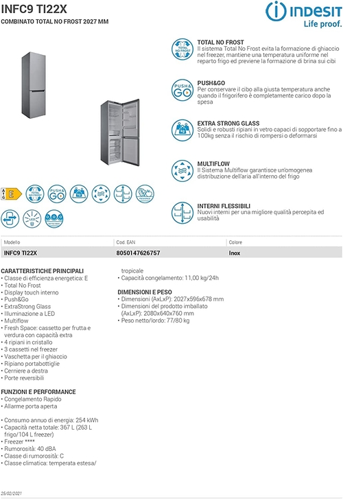Frigorífico Combi INDESIT INFC9 TI22X Inox 