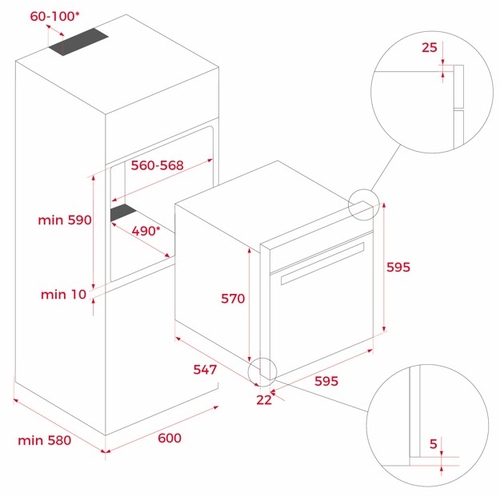 TEKA HLB-8550 Cristal Negro - Horno Multifunción 71L