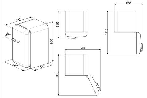 SMEG FAB-10-RUJ Unión Jack - Nevera Pequeña Cíclico
