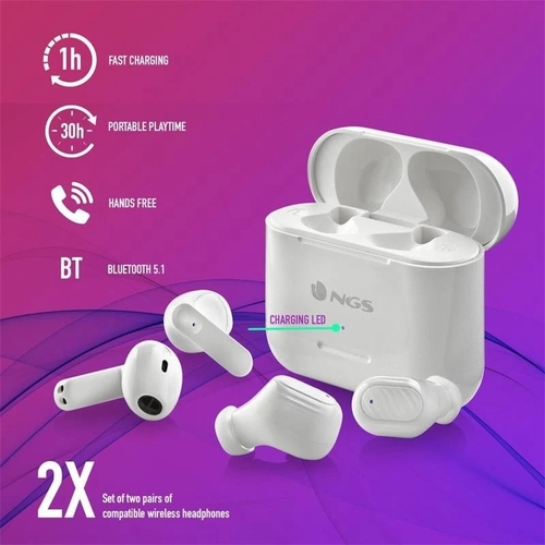 NGS ARTIGA DUO  - Auricular Inalámbrico Blanco