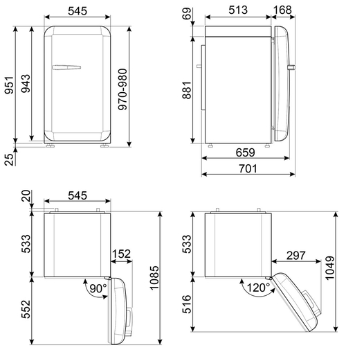 SMEG FAB-10HRWH5 Blanco - Nevera Pequeña Cíclico