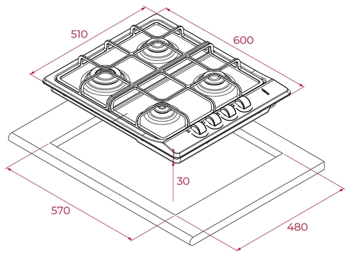 TEKA E/60.3 40 INOX - Placa de Gas 60CM Natural