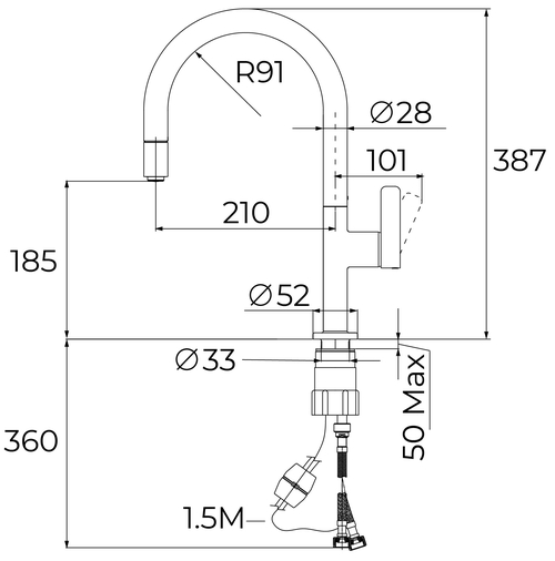 TEKA OVAL 9381 - Grifo Cromo