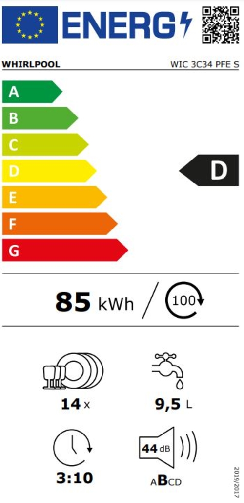 WHIRLPOOL WIC 3C34 PFE S Integrable - Lavavajillas 60CM 14 Servicios