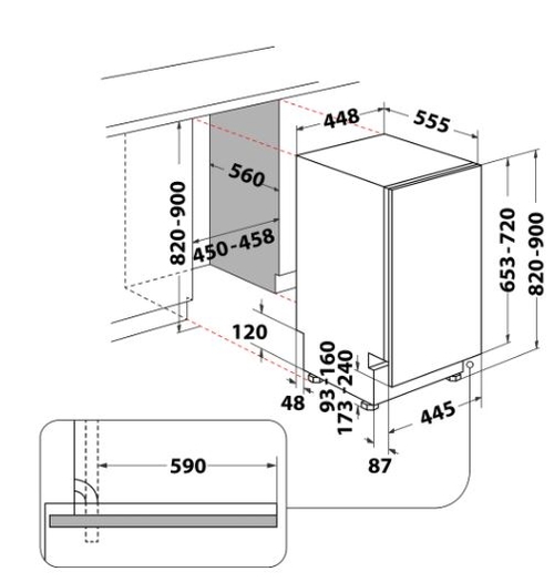 WHIRLPOOL WSIC 3M17 Integrable - Lavavajillas 45CM 10 Servicios