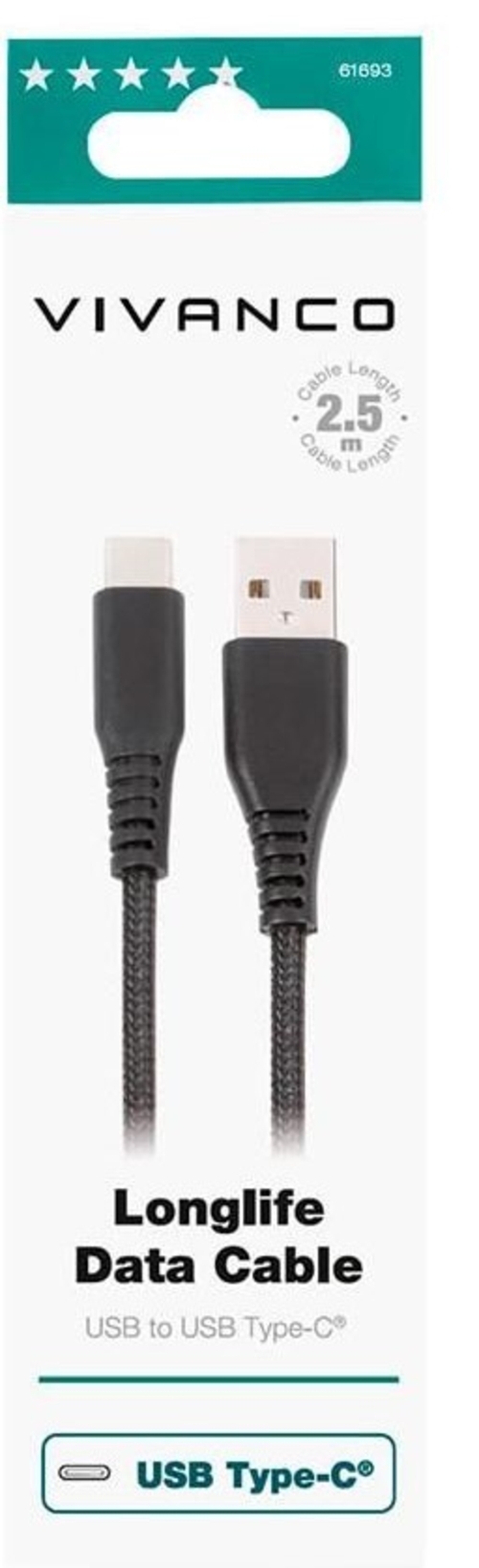 VIVANCO 61693 - Cable de Carga Negro